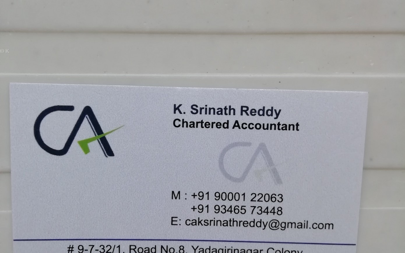 K.Srinath Reddy Chartered Accountant in Santosh Nagar, hyderabad500059 Chartered Accountant Hyderabad