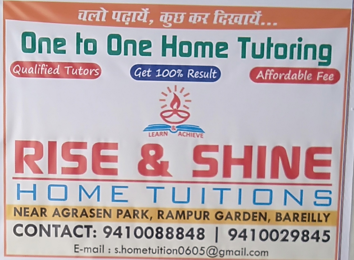 Rise & Shine Home Tuition in Rampur Garden, Bareilly243001 Sulekha