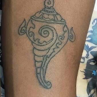 shanku and chakra tattoo in black ink on upper arm  YouTube