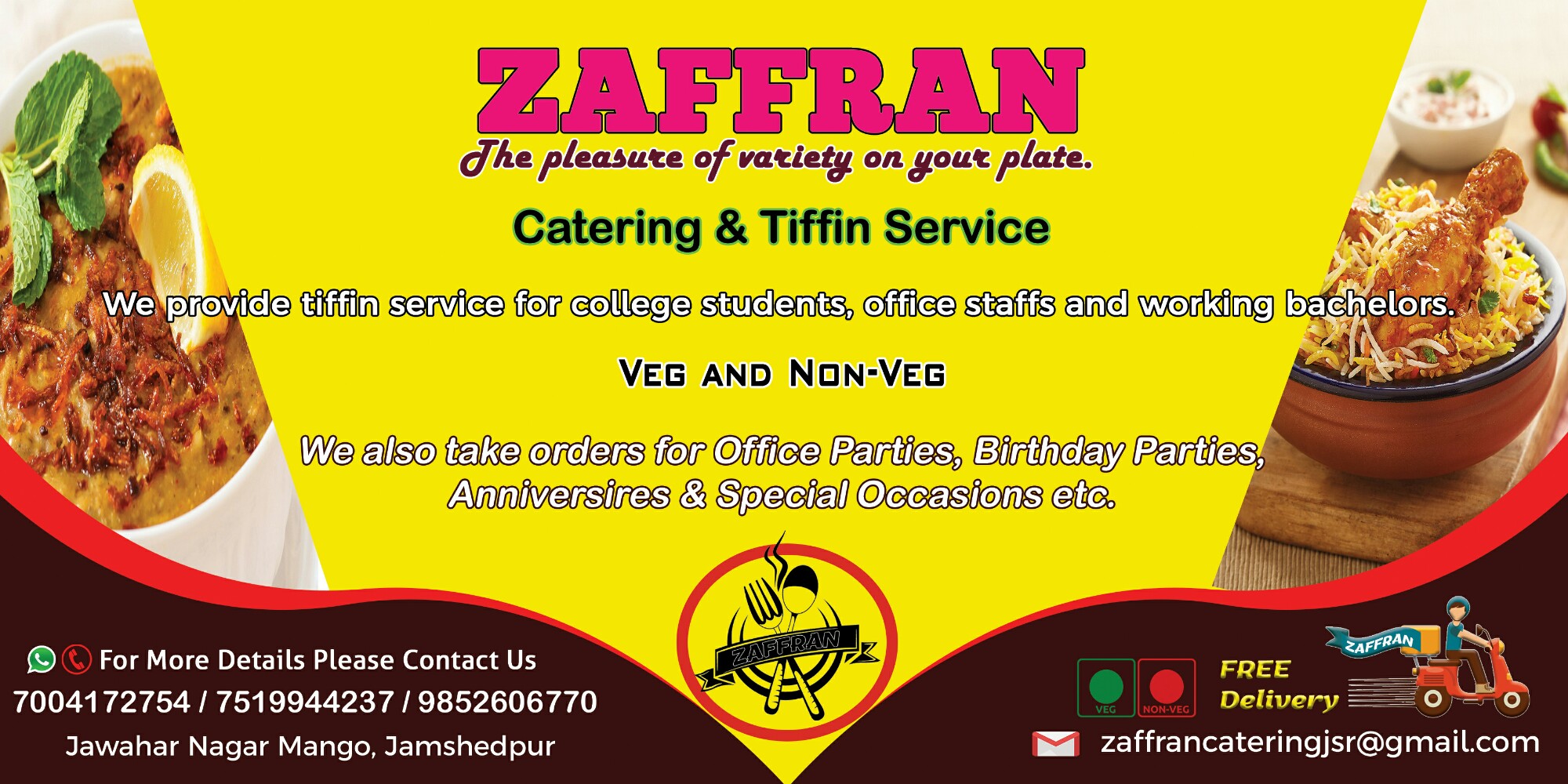 Caterers in jamshedpur - Zaffran  tiffin and catering service