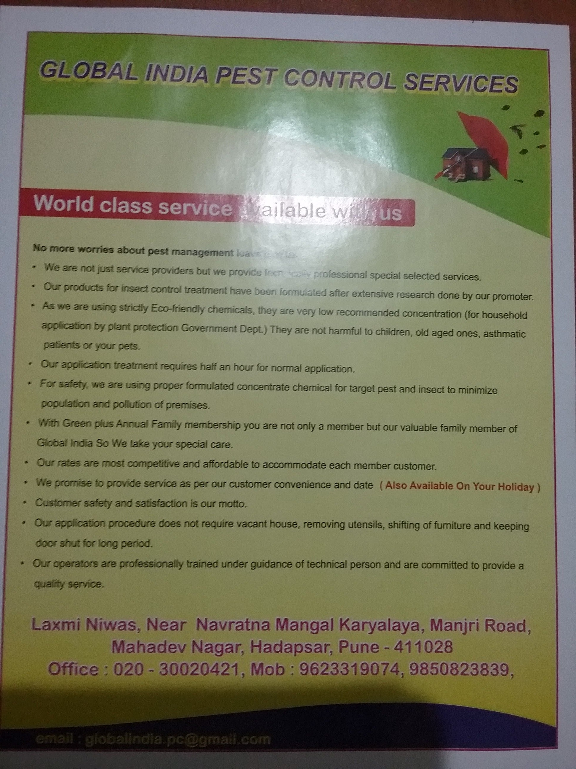 Global India Pest Control in Hadapsar, Pune411028 Sulekha Pune