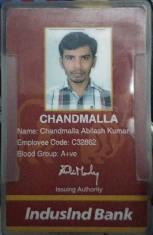 indusind bank employee id card