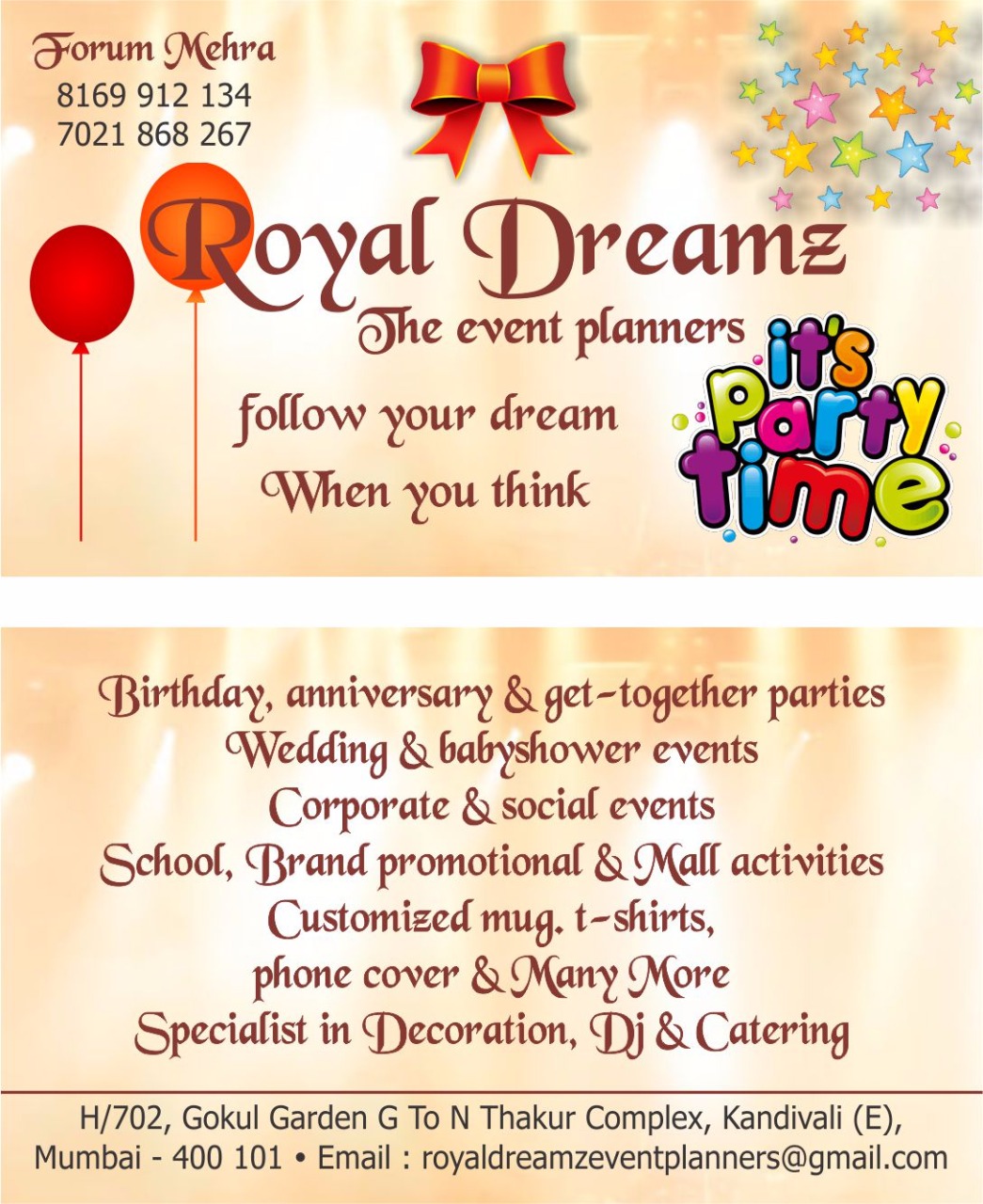 Royal Dreamz The Event Planners In Kandivali East Mumbai 400101