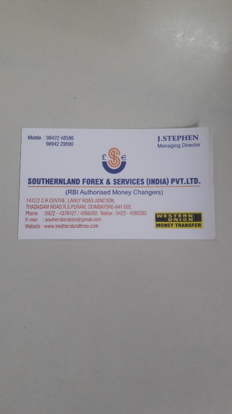 Southerland Forex Services In R S Puram Coimbatore 641002 - 