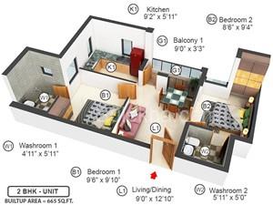 2 BHK Flat for Sale in Siruseri