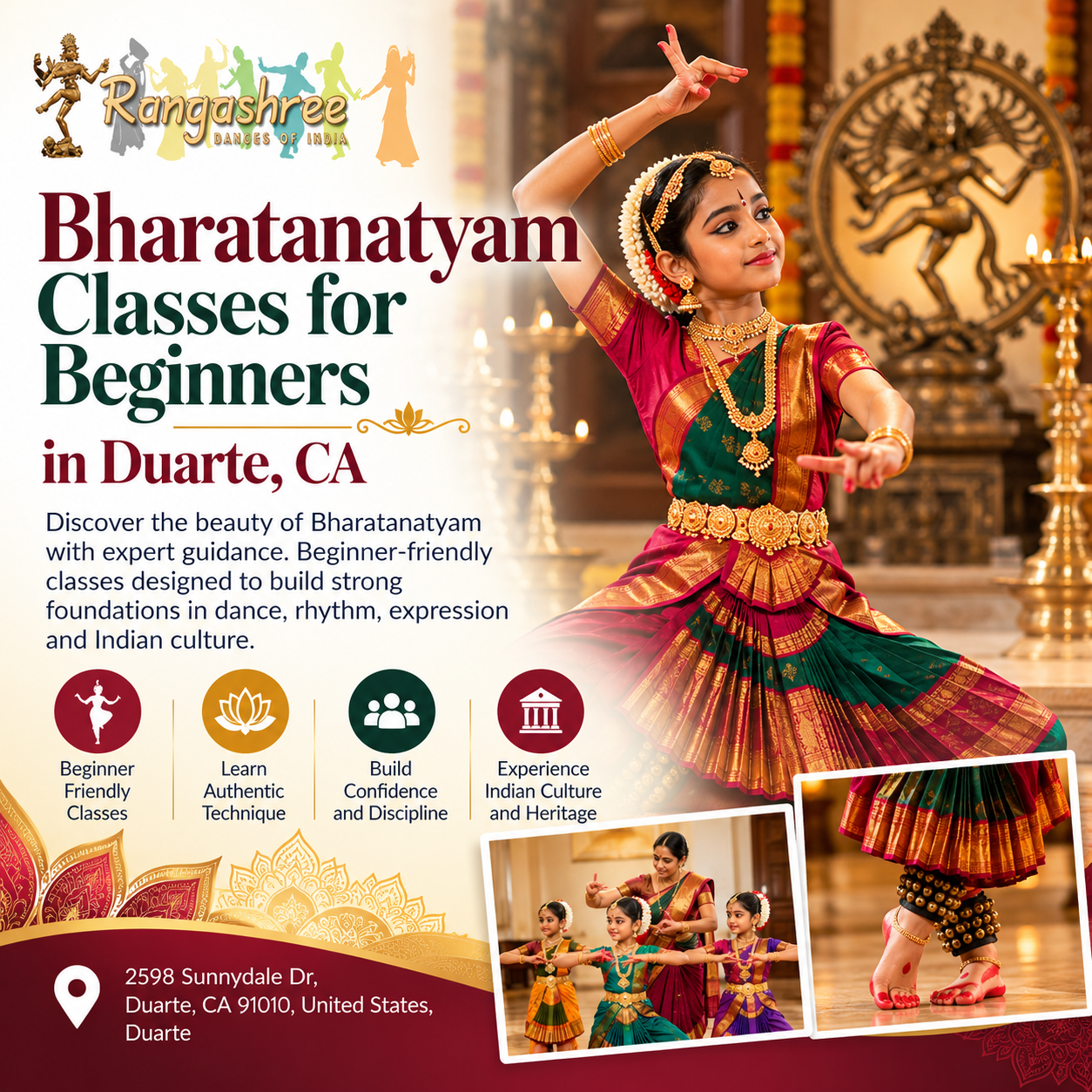 Bharatanatyam Classes for Beginners in Duarte, CA. in Duarte,CA